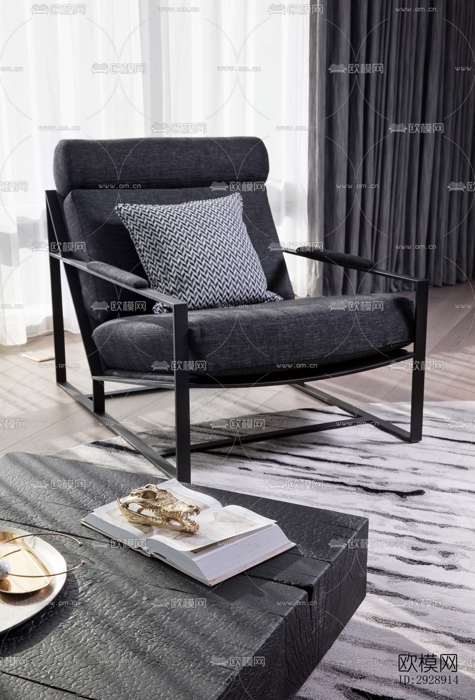 现代平层效果图下载（渲染图4）