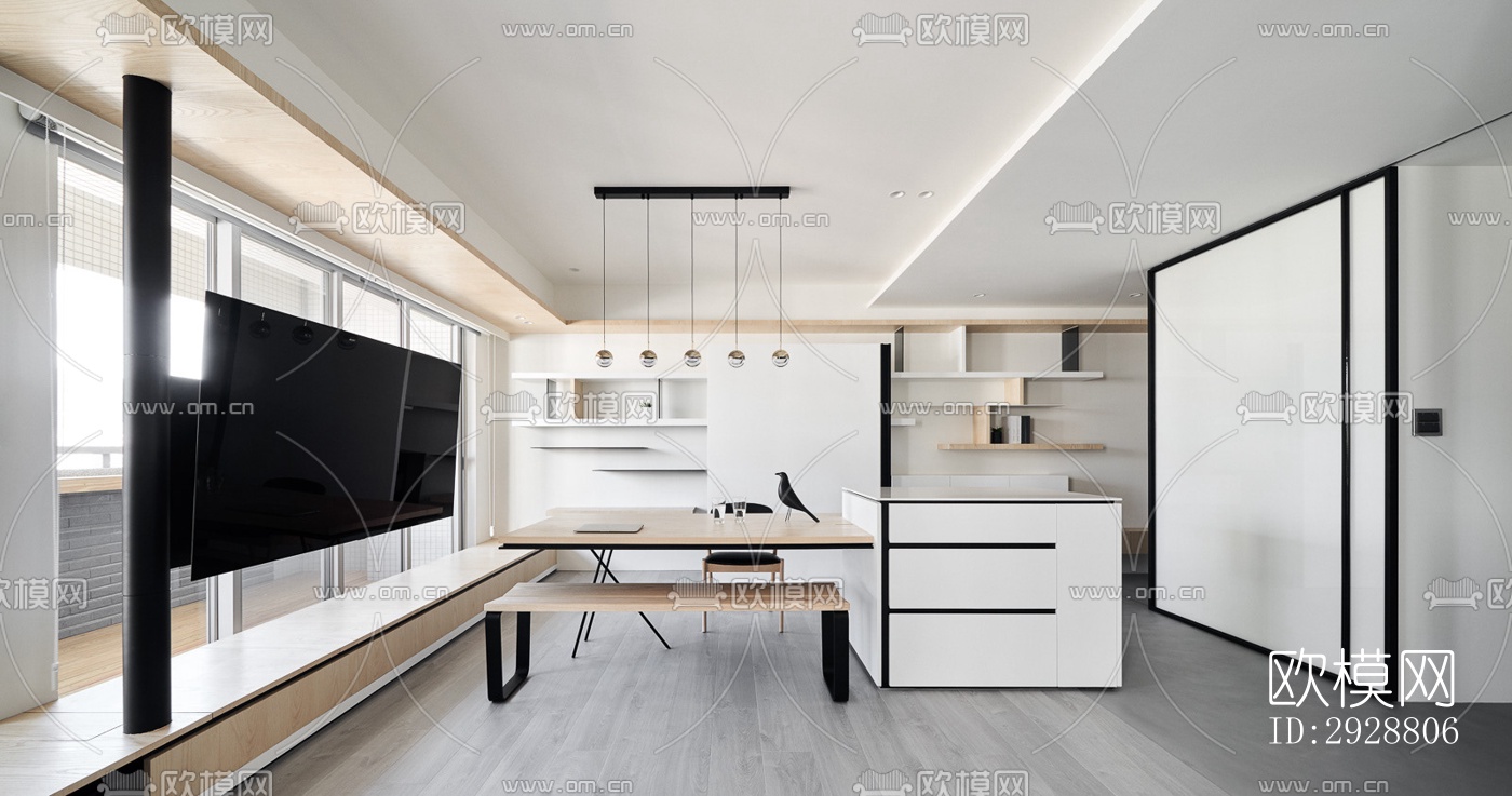 现代平层效果图下载（渲染图6）