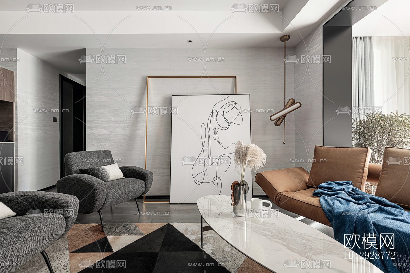 现代平层效果图下载（渲染图13）