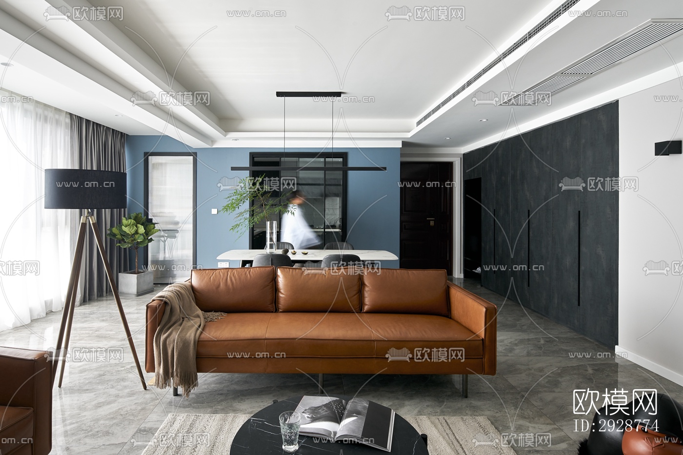 现代平层效果图下载（渲染图1）