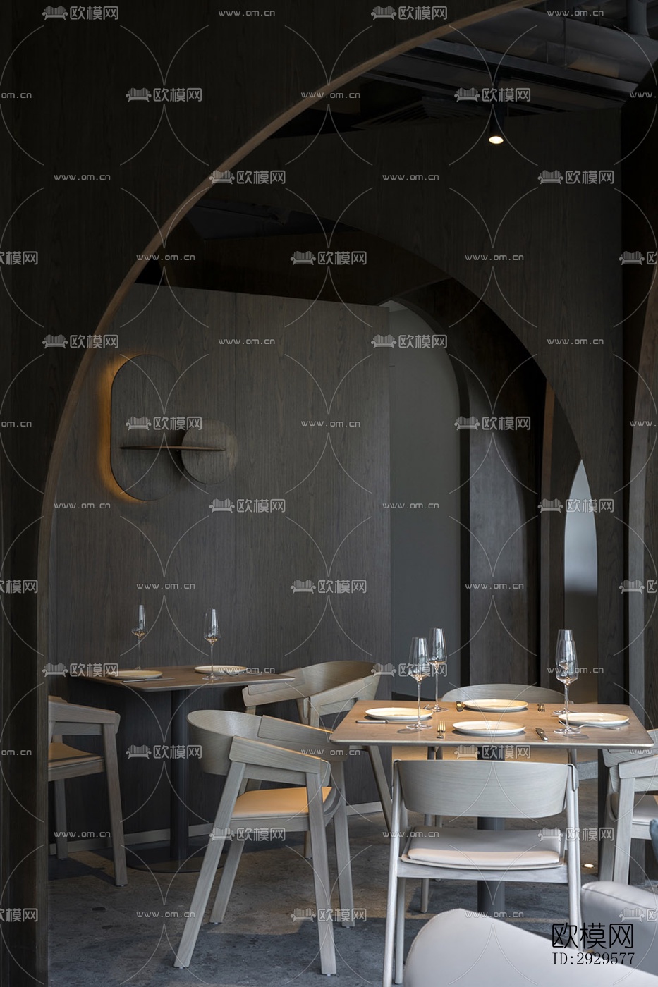 高级灰西餐厅效果图下载（渲染图6）