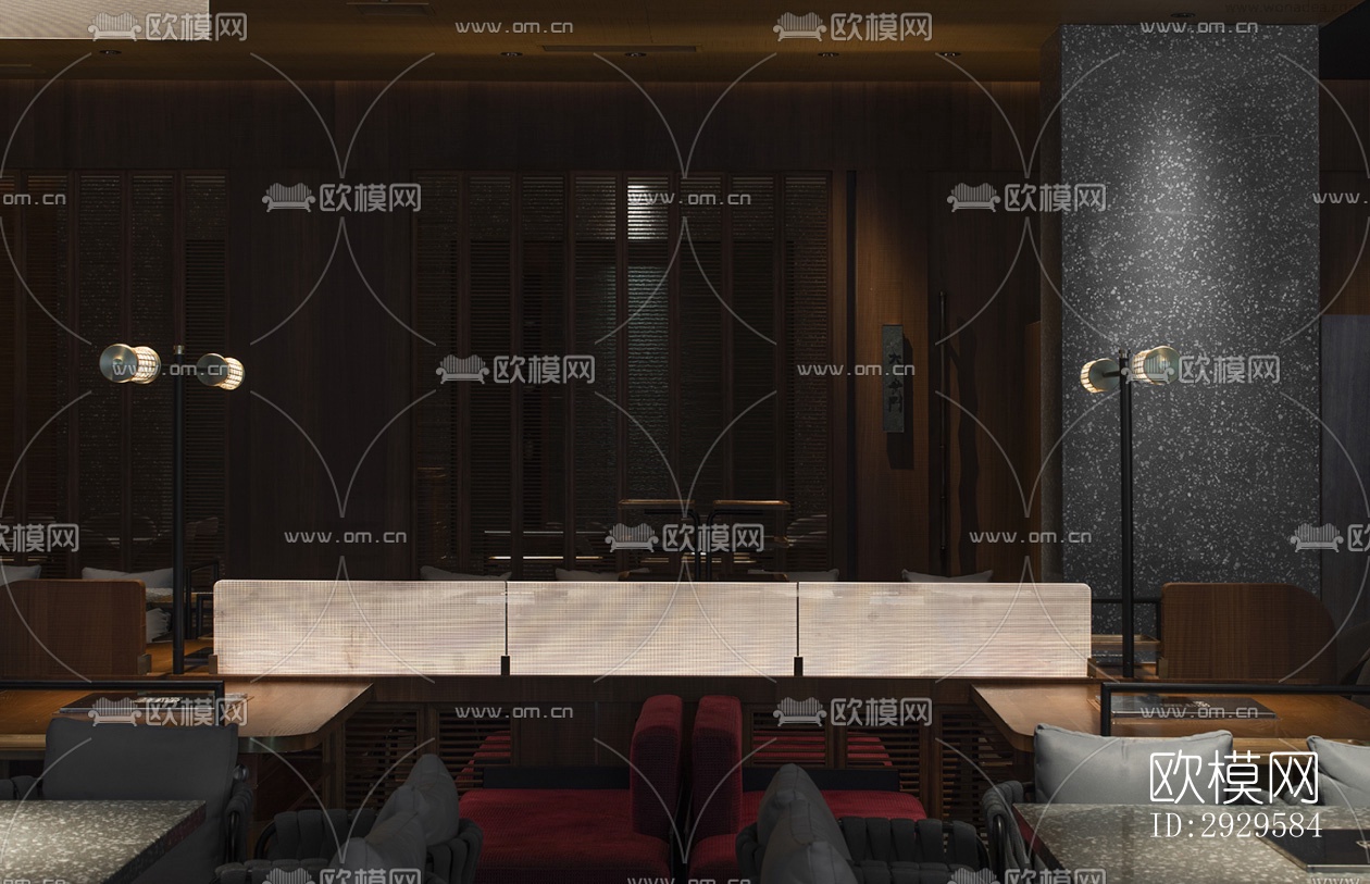 高级灰西餐厅效果图下载（渲染图14）