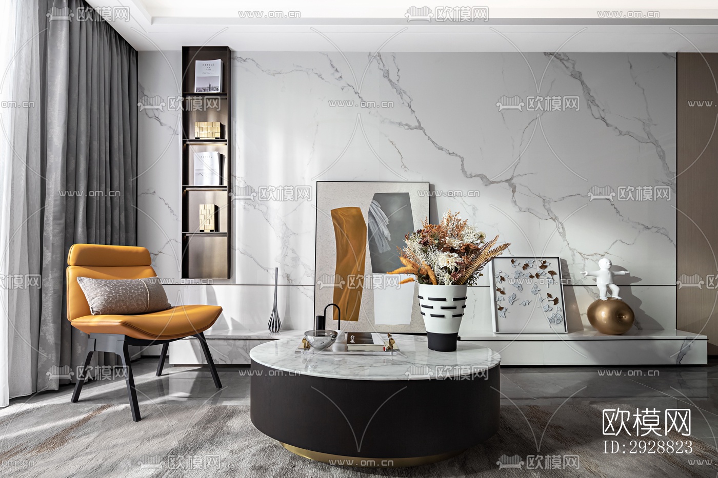 现代平层效果图下载（渲染图6）