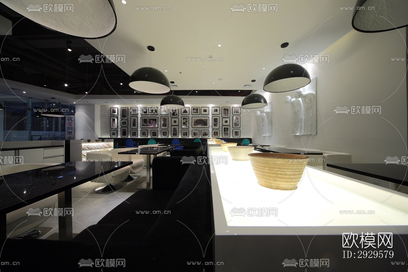 高级灰西餐厅效果图下载（渲染图7）