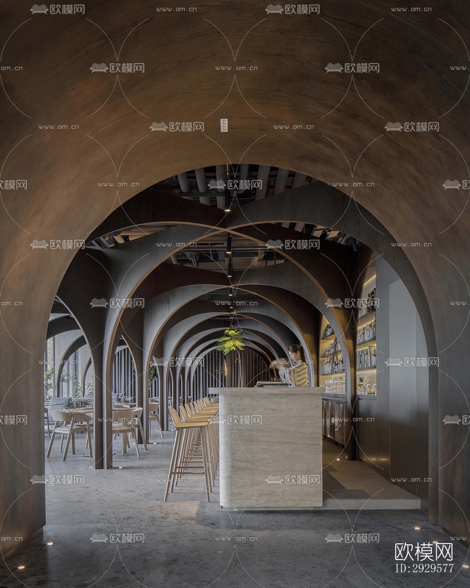 高级灰西餐厅效果图下载（渲染图14）