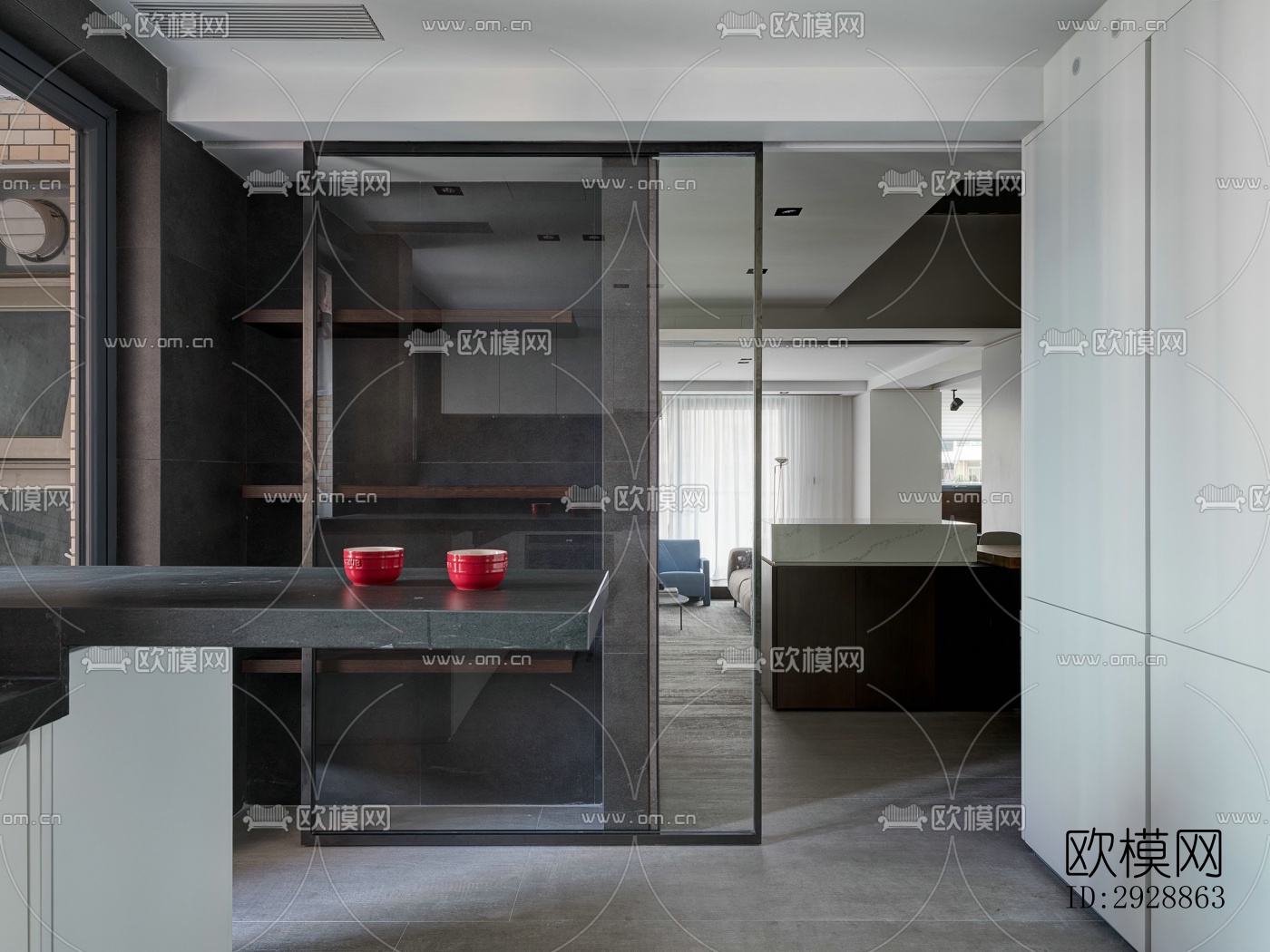 现代平层效果图下载（渲染图16）