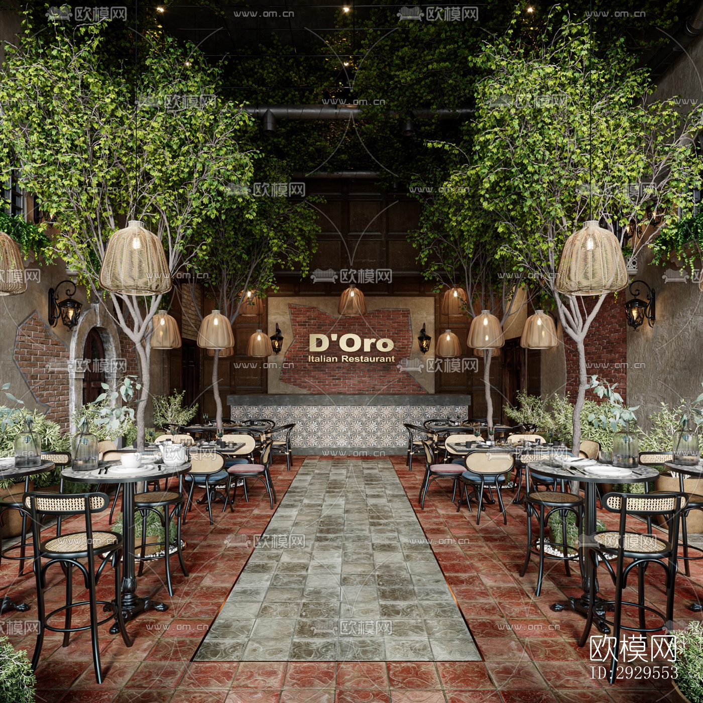 工业风西餐厅效果图下载（渲染图8）