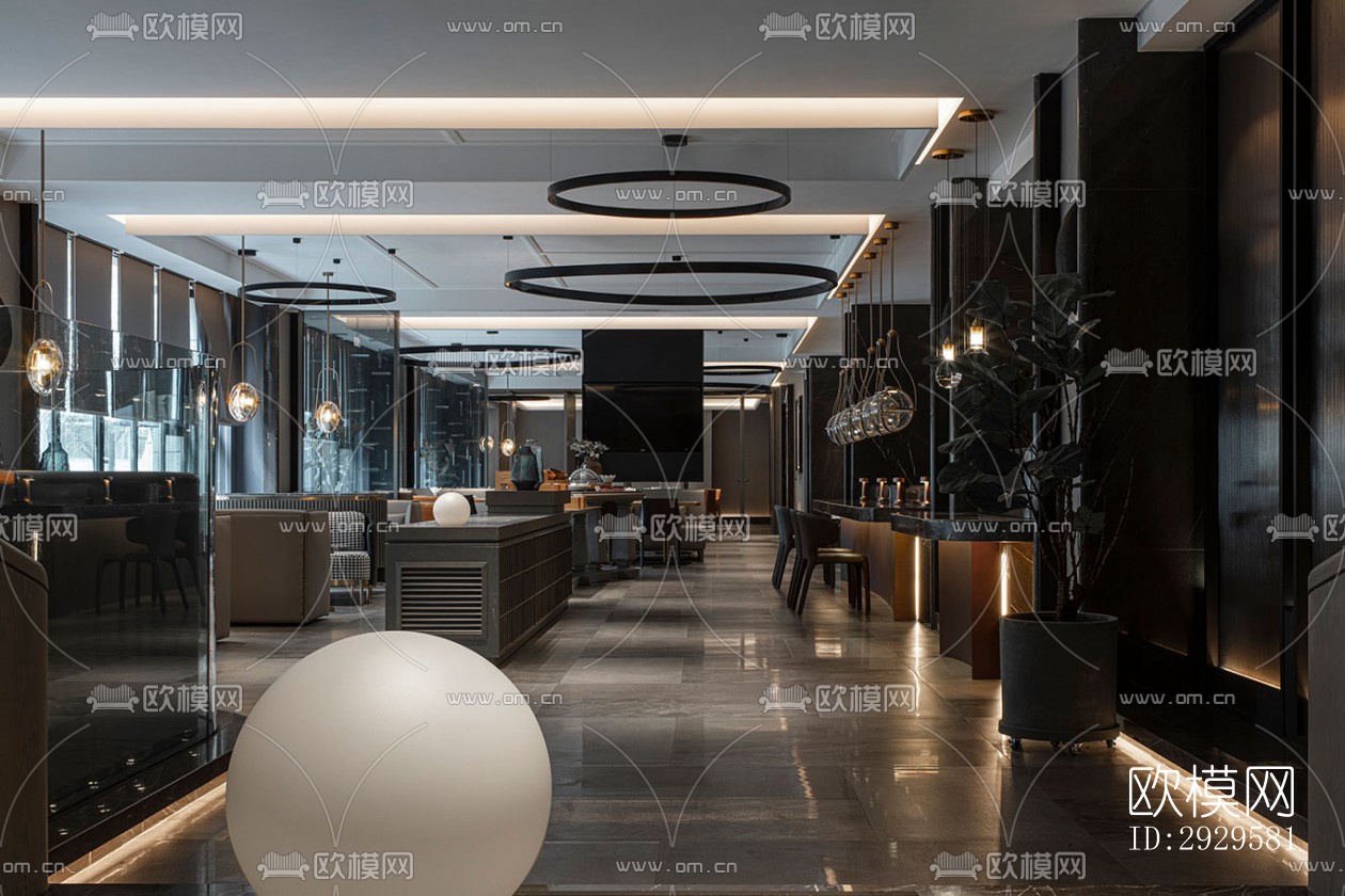 高级灰西餐厅效果图下载（渲染图10）