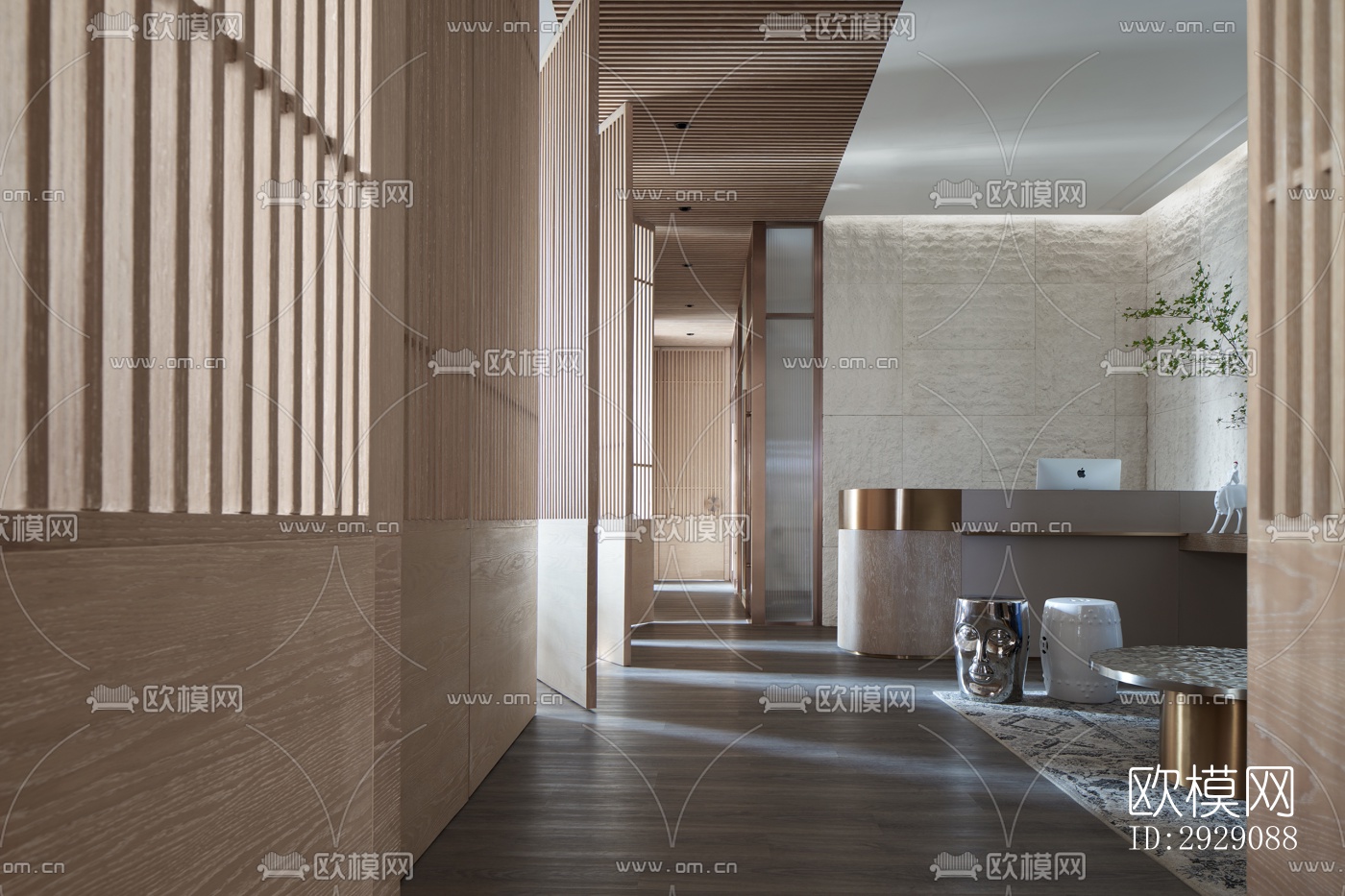 新中式办公区效果图下载（渲染图18）