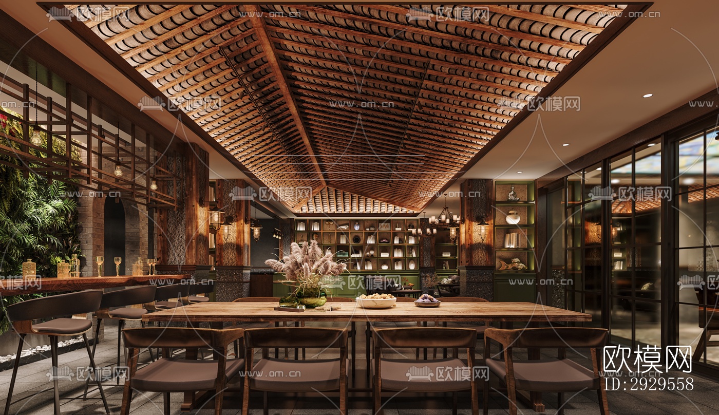 工业风西餐厅效果图下载（渲染图5）