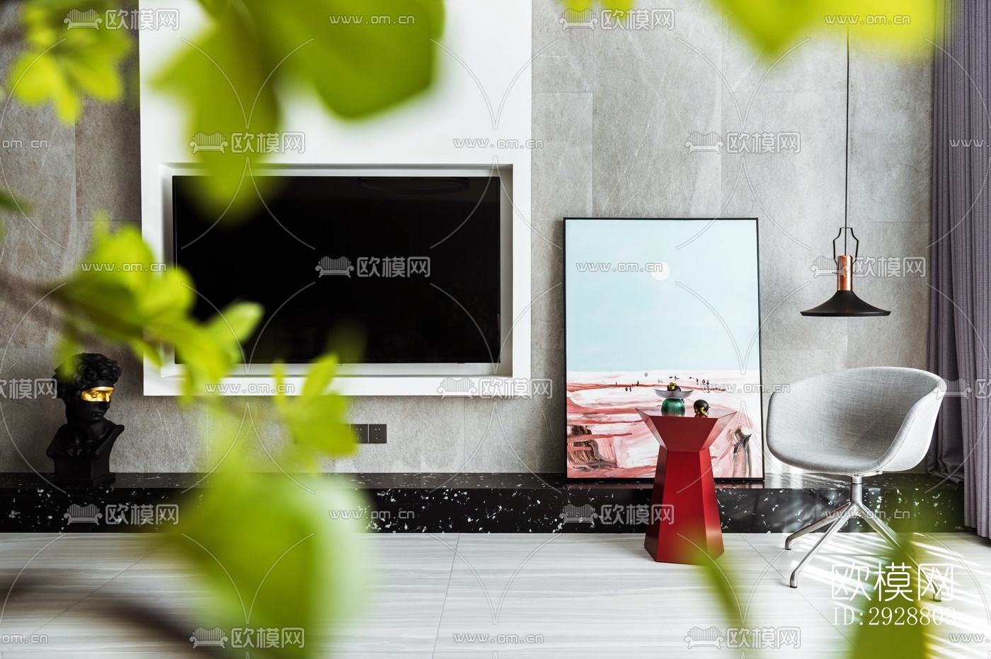 现代平层效果图下载（渲染图11）