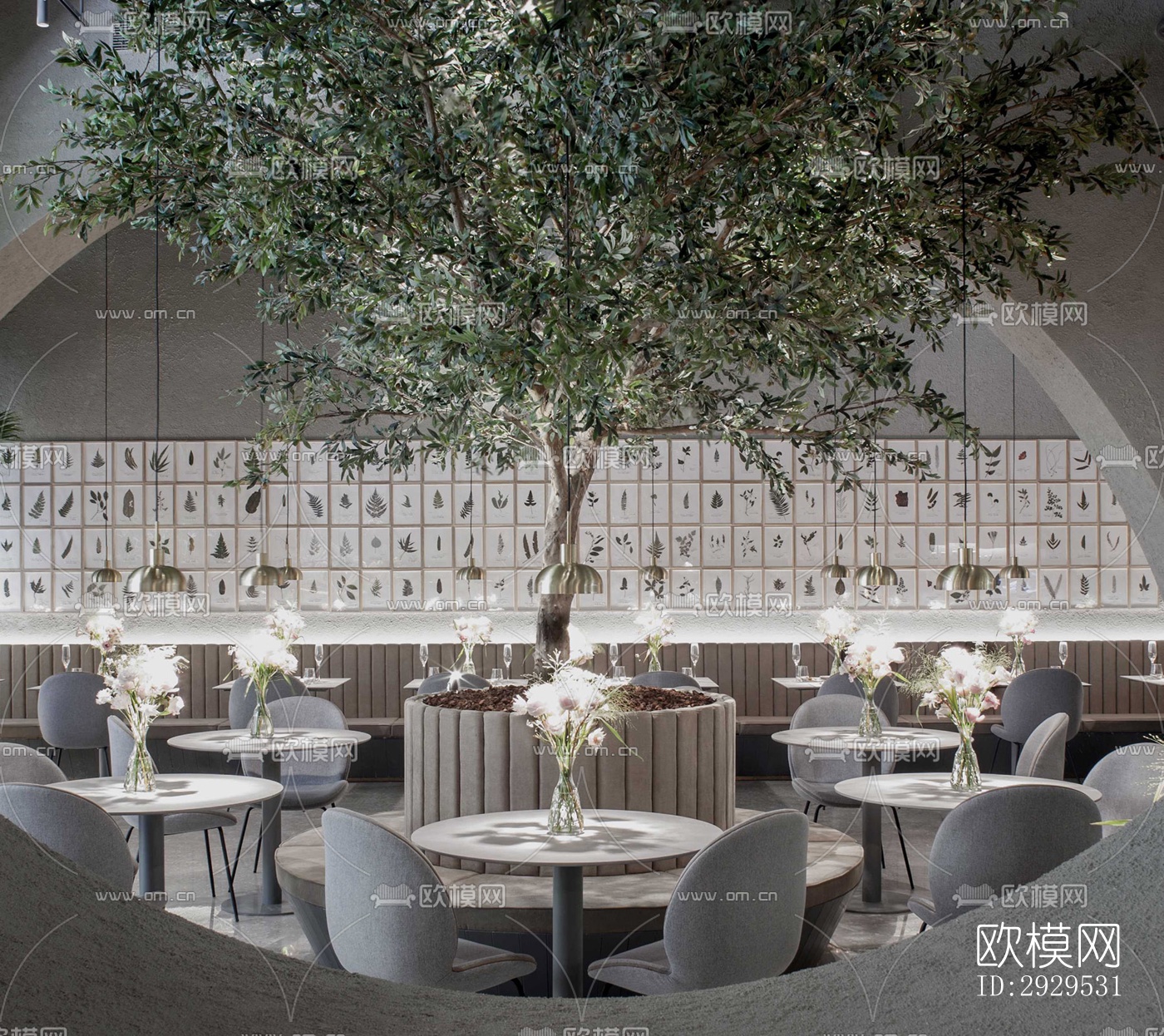 侘寂西餐厅效果图下载（渲染图1）