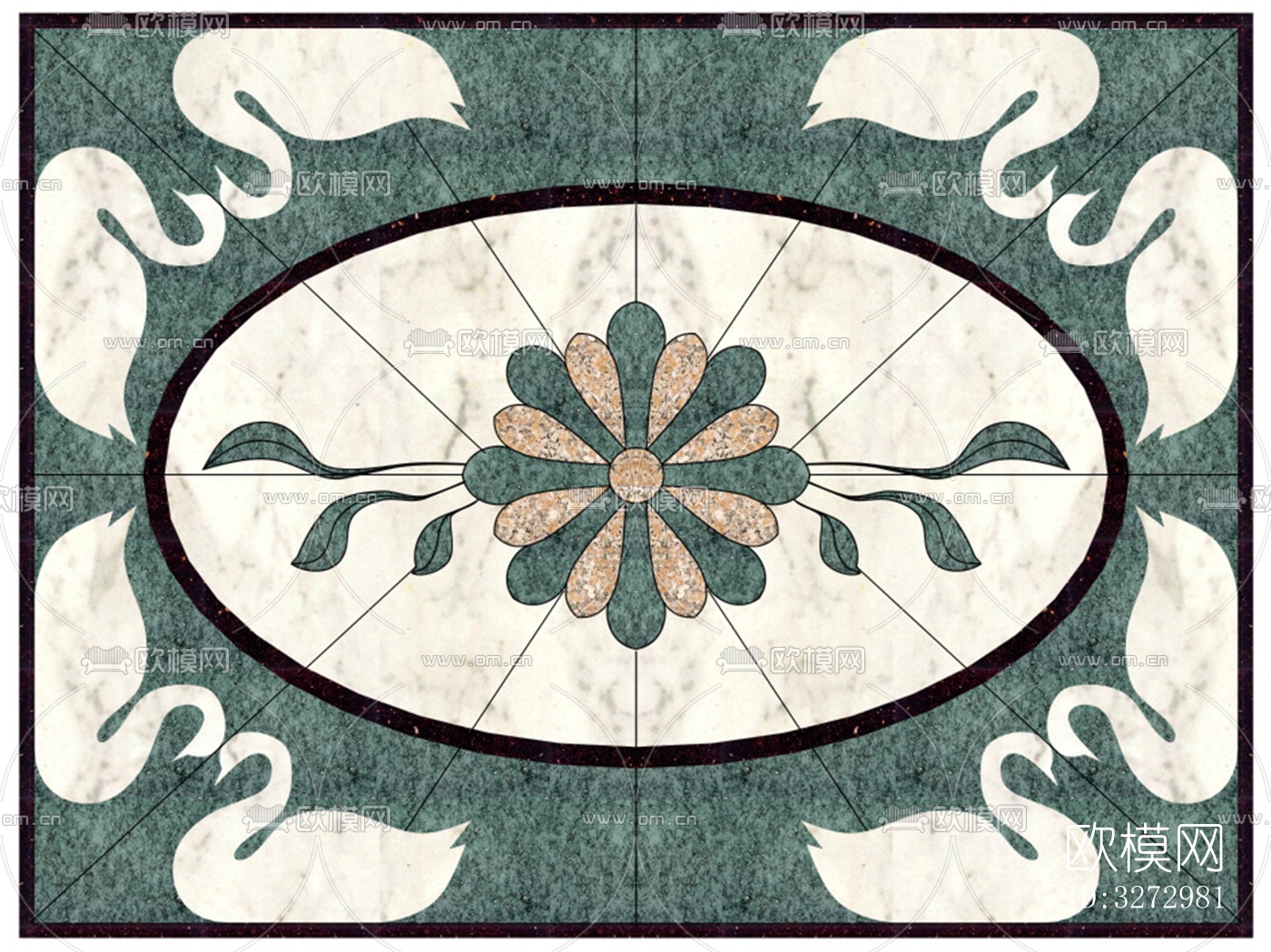 室外石材地面拼花地砖下载（渲染图4）