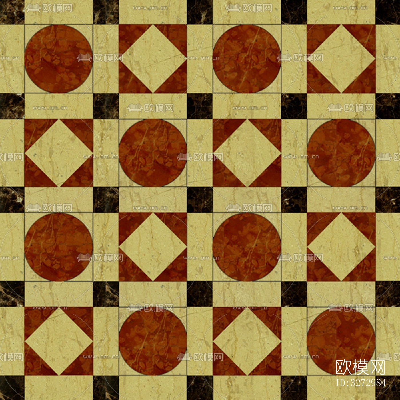 室外石材地面拼花地砖下载（渲染图1）