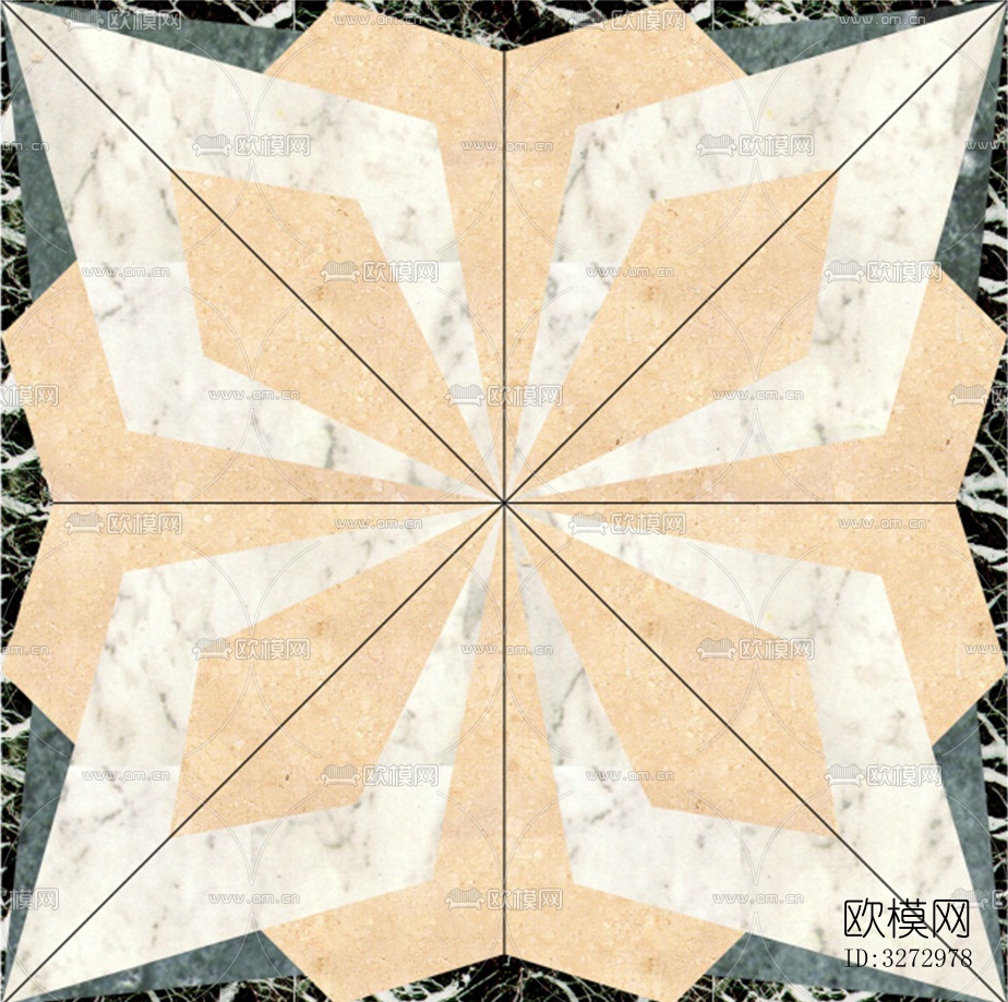 室外石材地面拼花地砖下载（渲染图3）