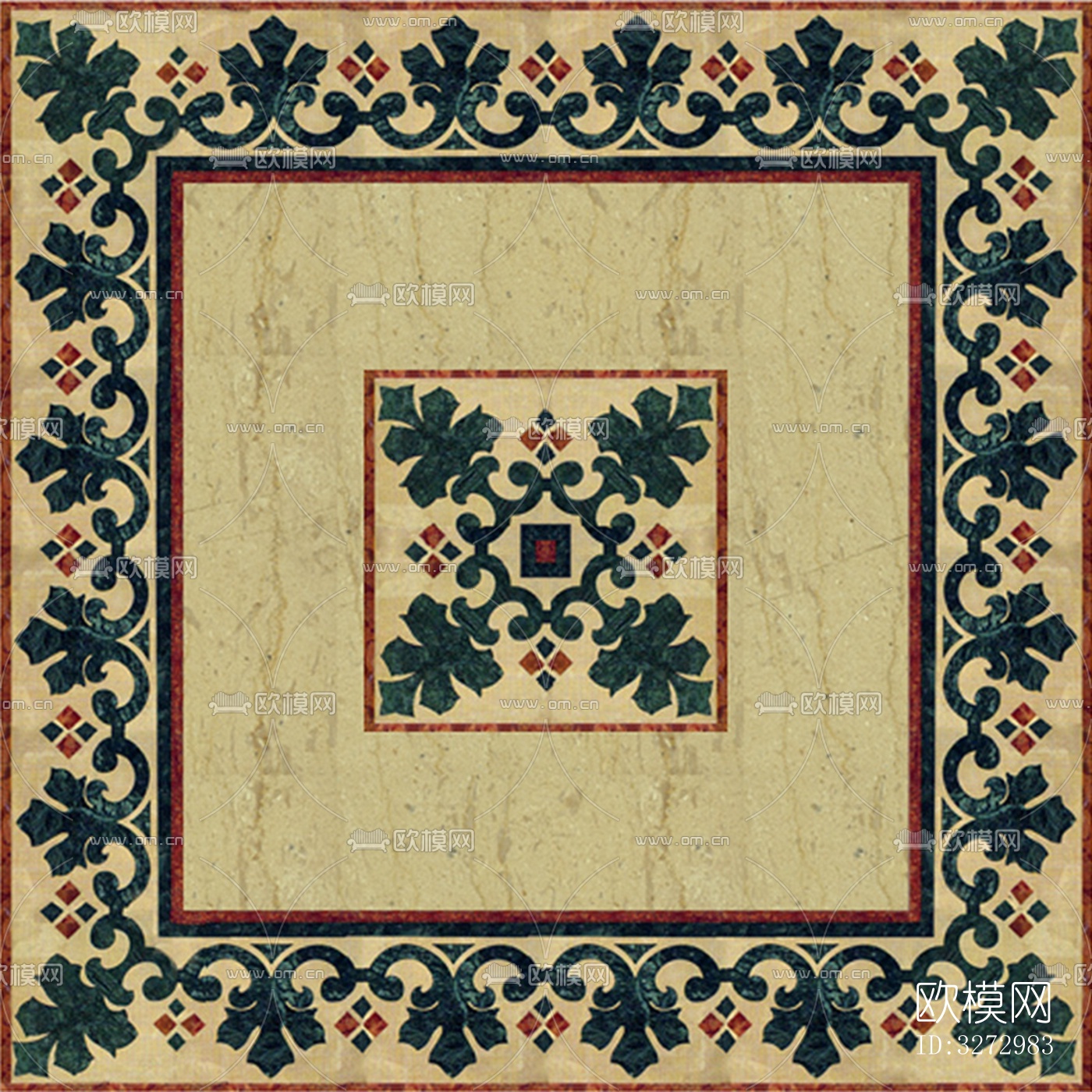 室外石材地面拼花地砖下载（渲染图1）