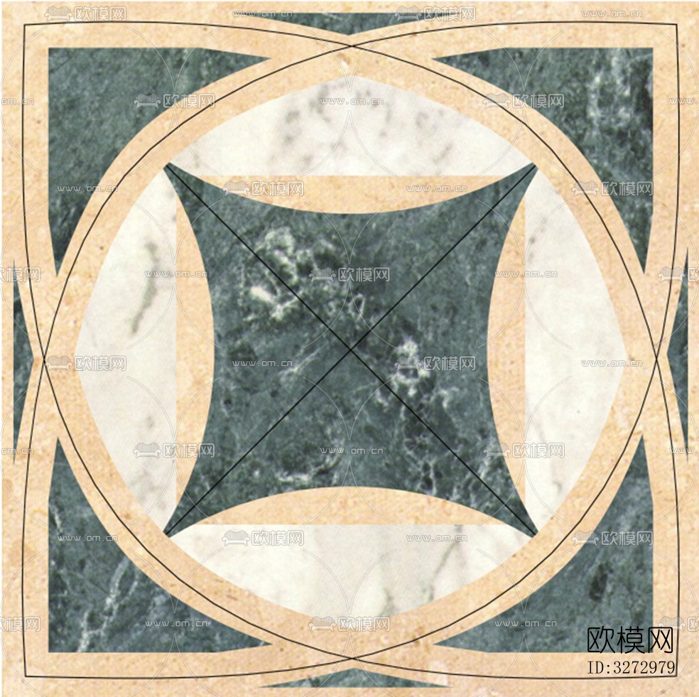 室外石材地面拼花地砖下载（渲染图2）