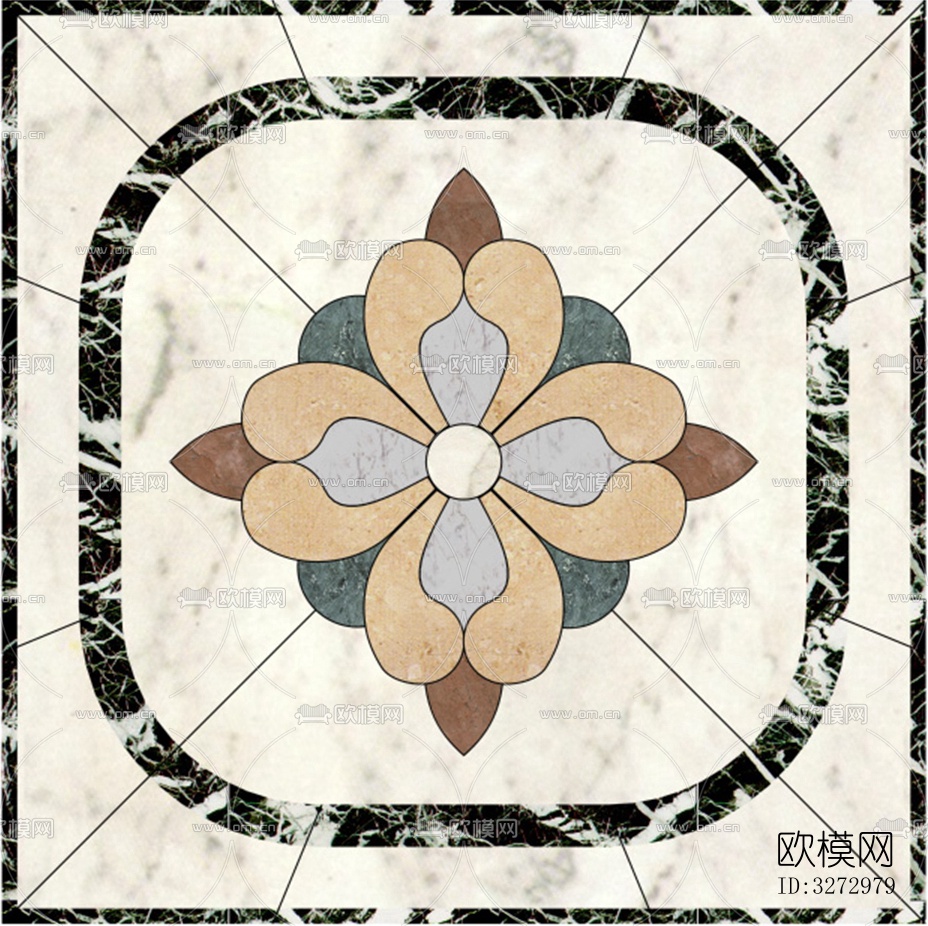 室外石材地面拼花地砖下载（渲染图4）