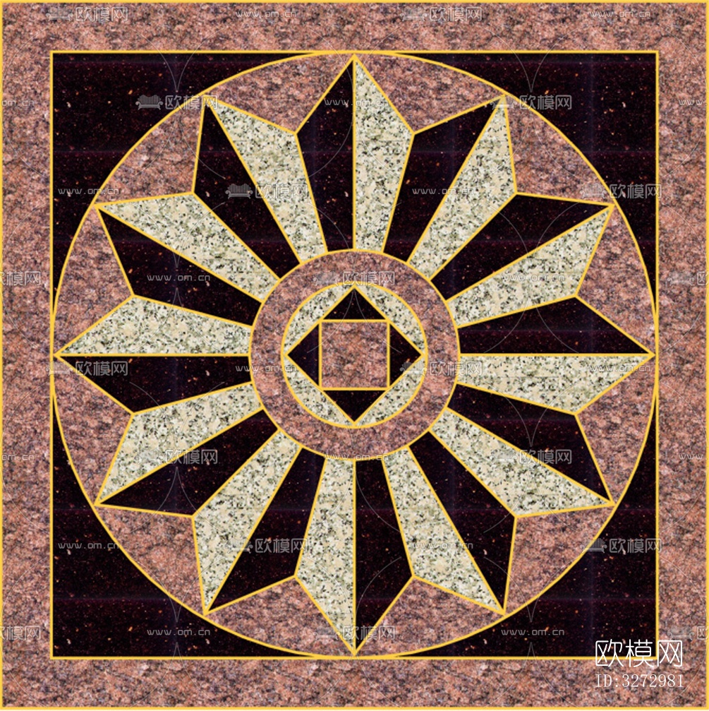 室外石材地面拼花地砖下载（渲染图2）