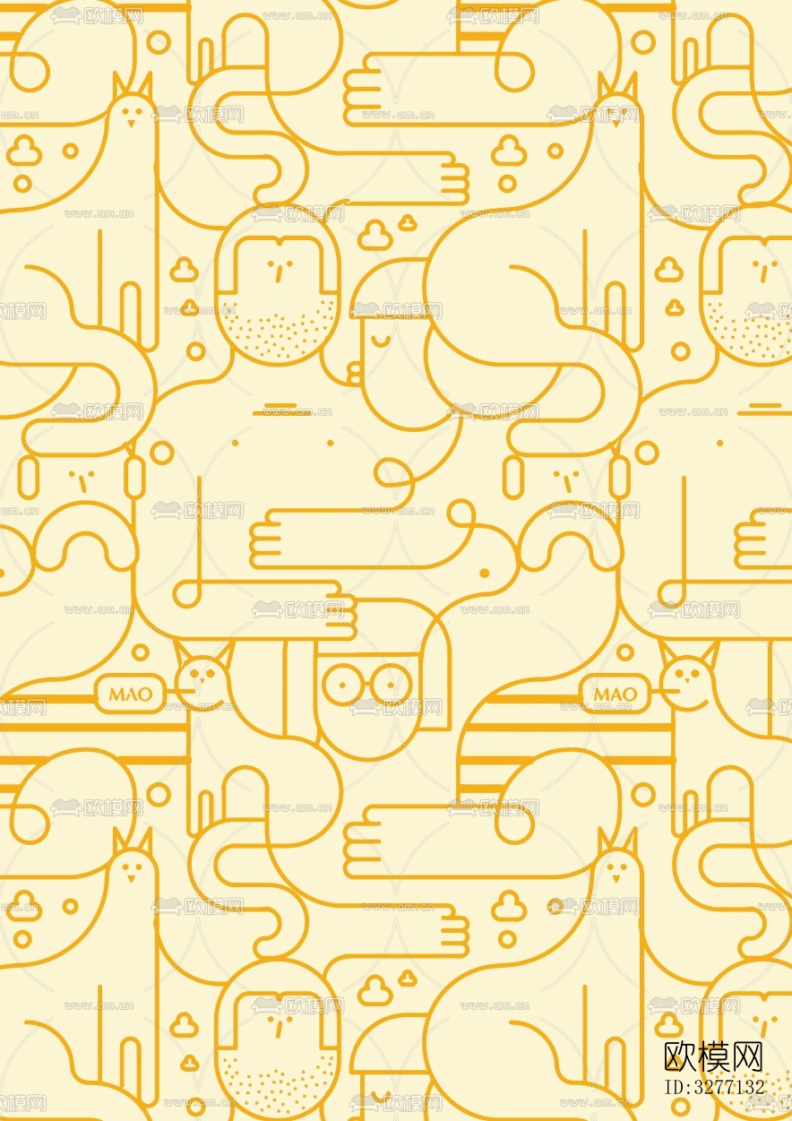 线条造型手绘壁画壁纸下载