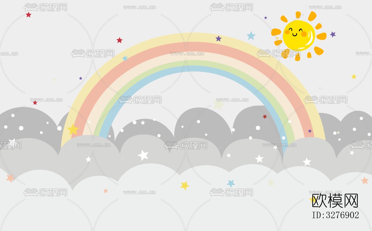 儿童卡通彩虹太阳壁纸