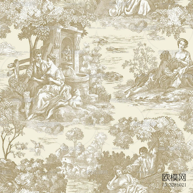 法式丛林壁纸下载（渲染图2）