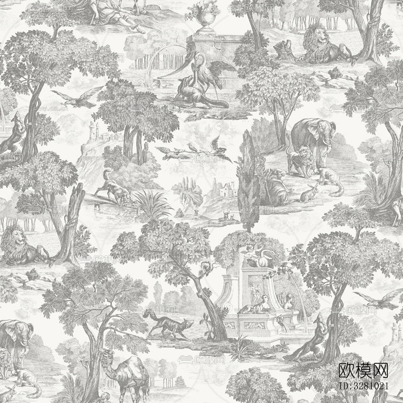 法式丛林壁纸下载（渲染图1）