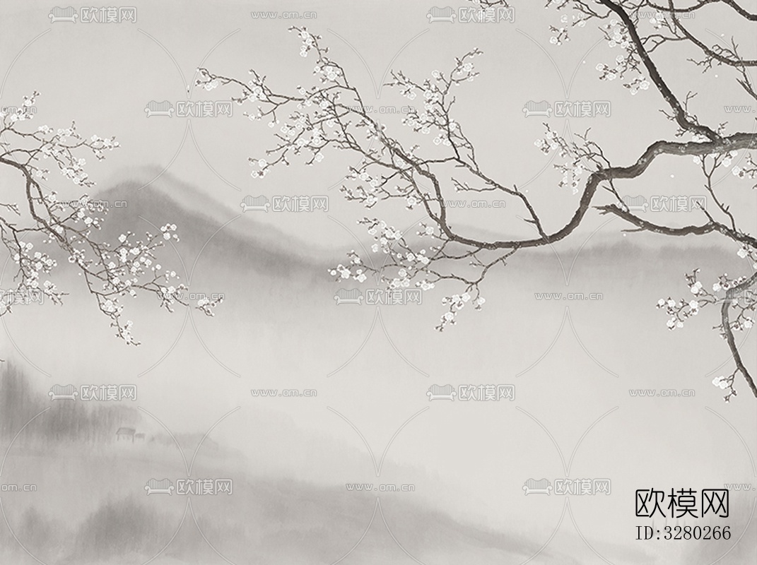 新中式墙布壁画下载