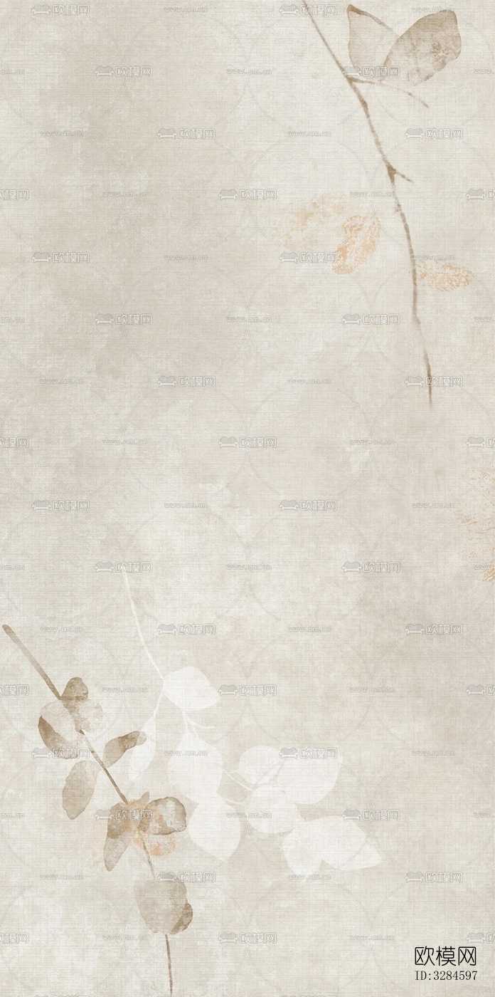 复古植物印花连纹花砖下载