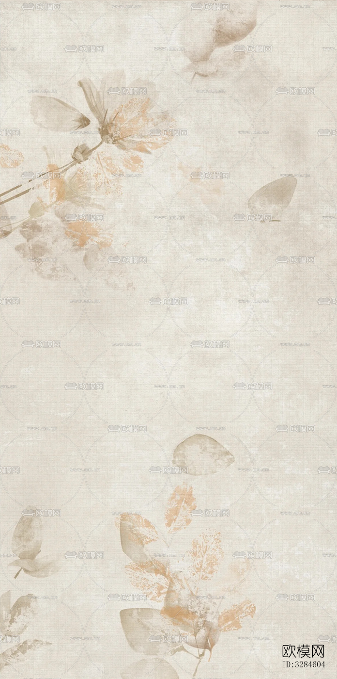 复古植物印花连纹花砖下载