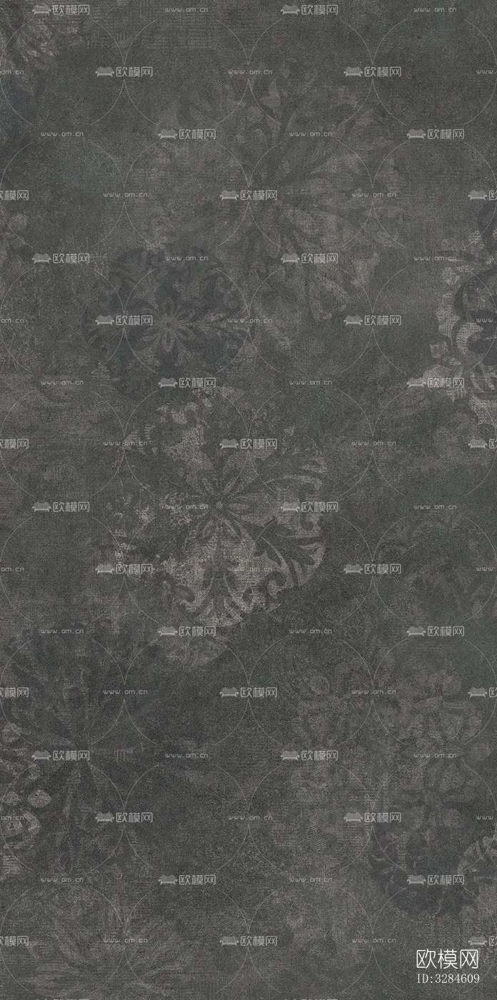 复古植物印花连纹花砖下载（渲染图4）