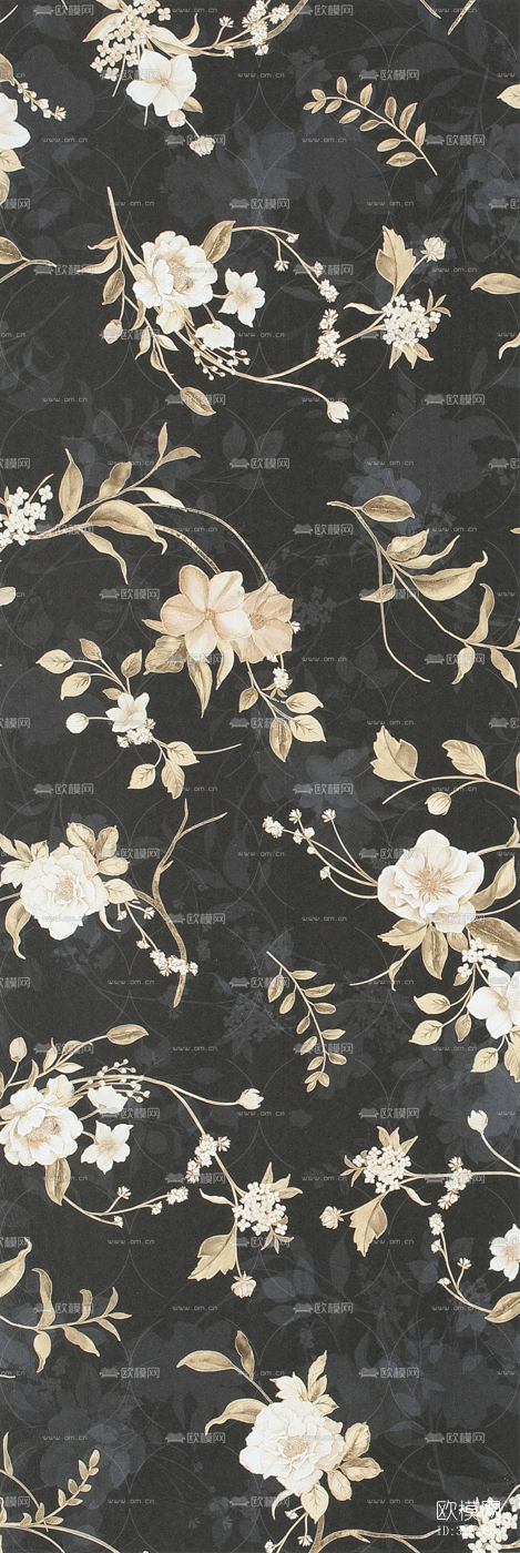 复古植物印花连纹花砖下载