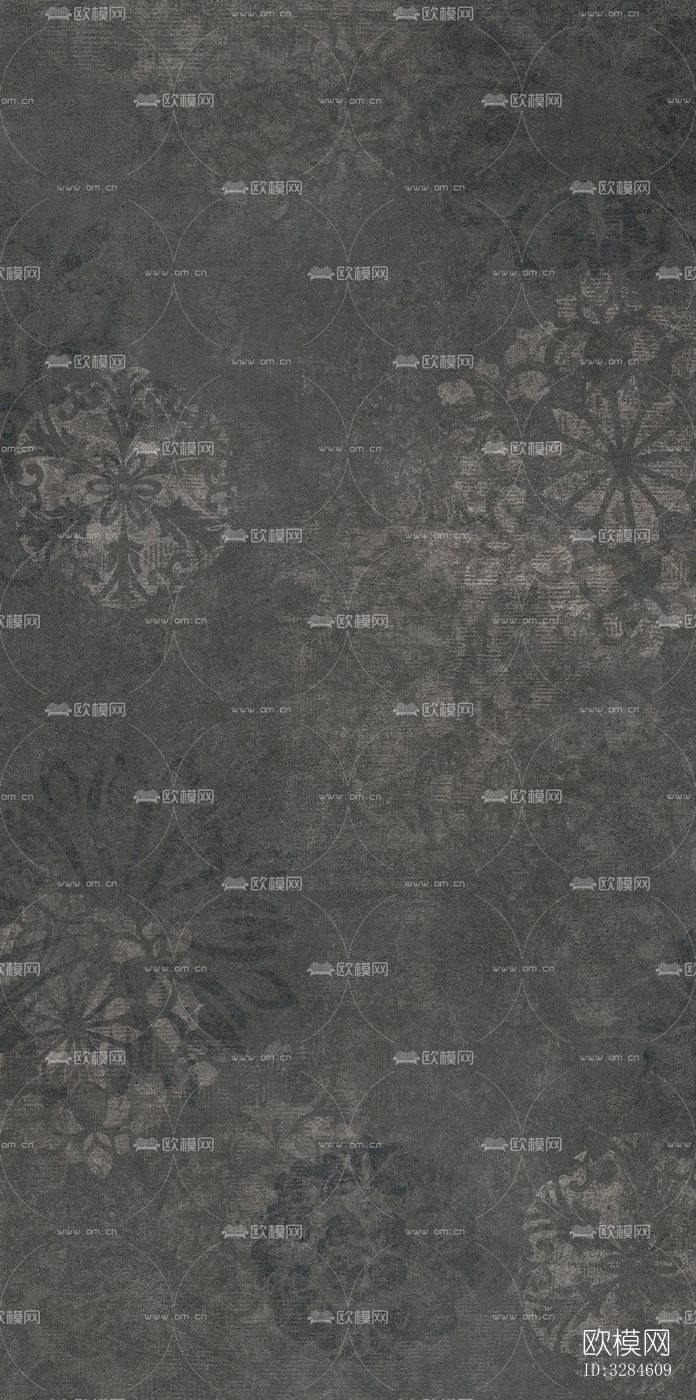 复古植物印花连纹花砖下载（渲染图1）