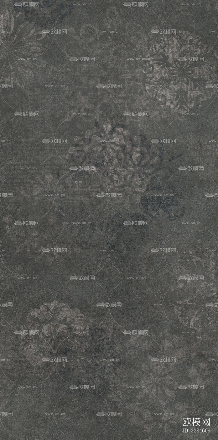 复古植物印花连纹花砖下载（渲染图3）