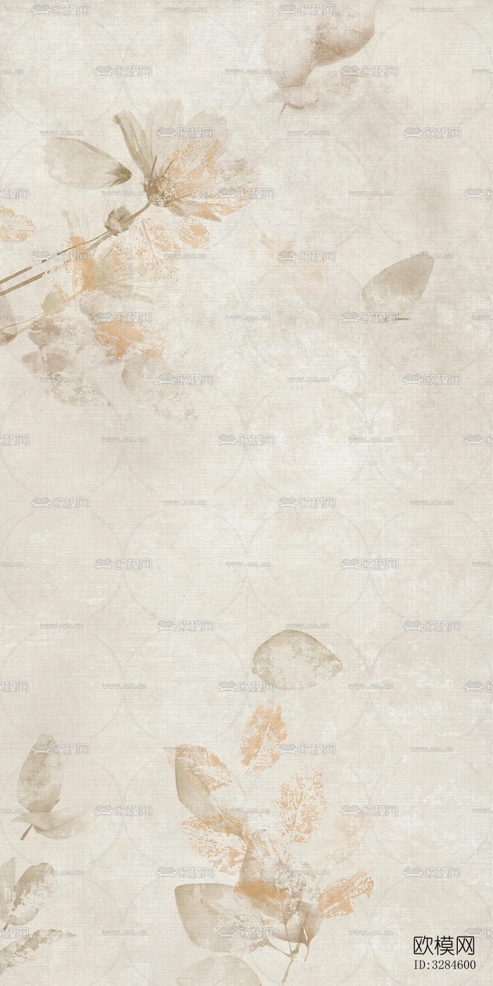 复古植物印花连纹花砖下载