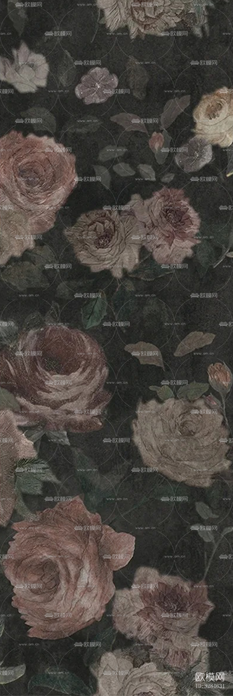 复古植物印花连纹花砖下载