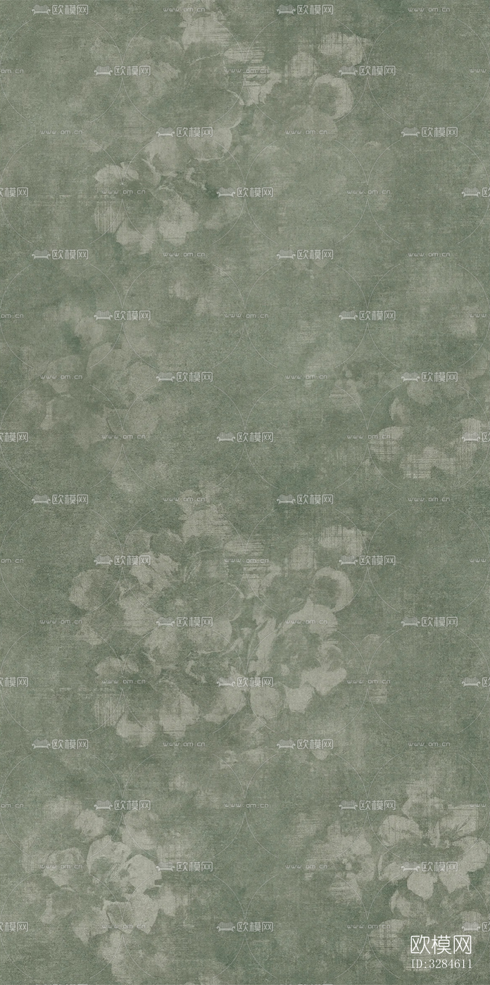 绿色复古植物印花连纹花砖下载