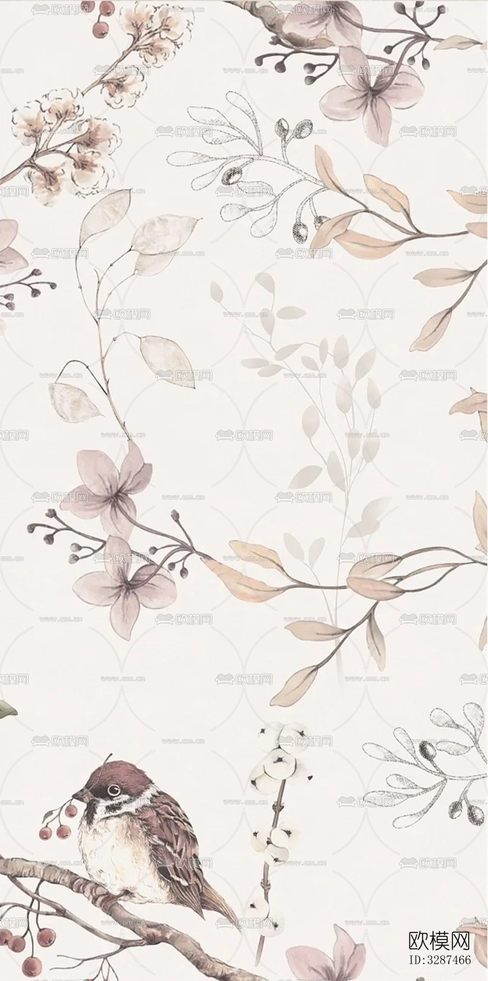 法式复古花砖燕子瓷砖下载