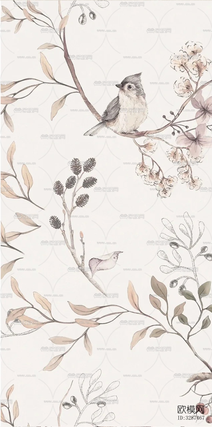 法式复古花砖燕子瓷砖下载