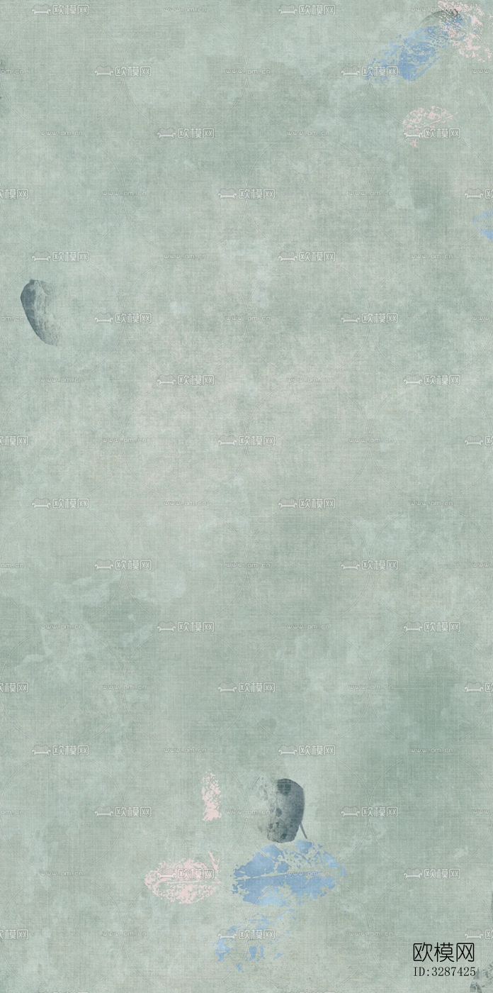绿色复古植物印花连纹花砖下载