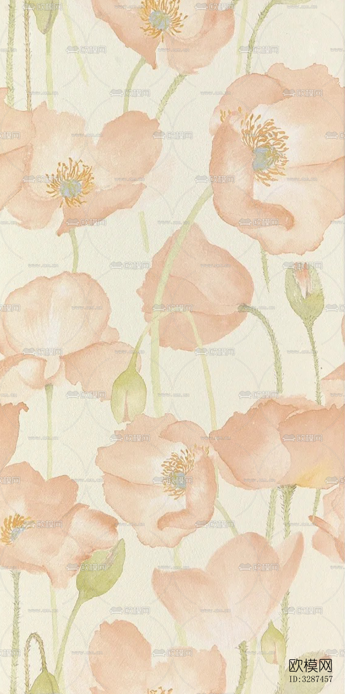 法式花砖花朵印花连纹瓷砖下载