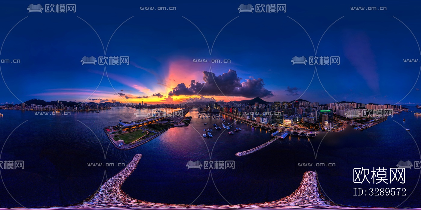 HDR城市夜景，HDR海滨城市