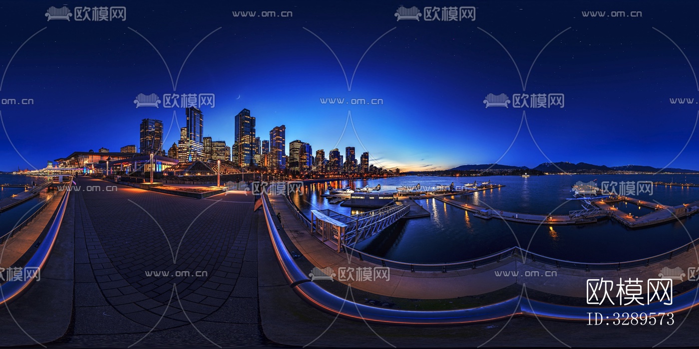 HDR城市夜景，HDR海滨城市