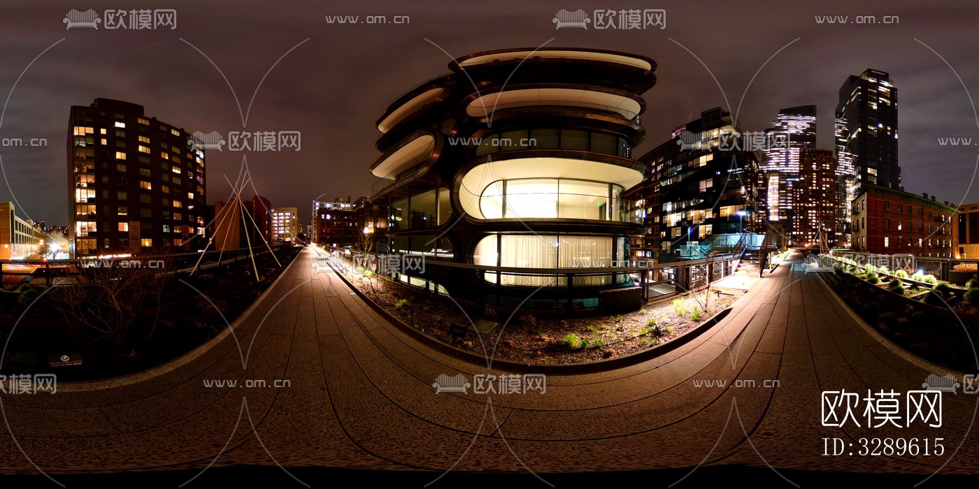 HDR城市街道夜景，HDR海滨城市