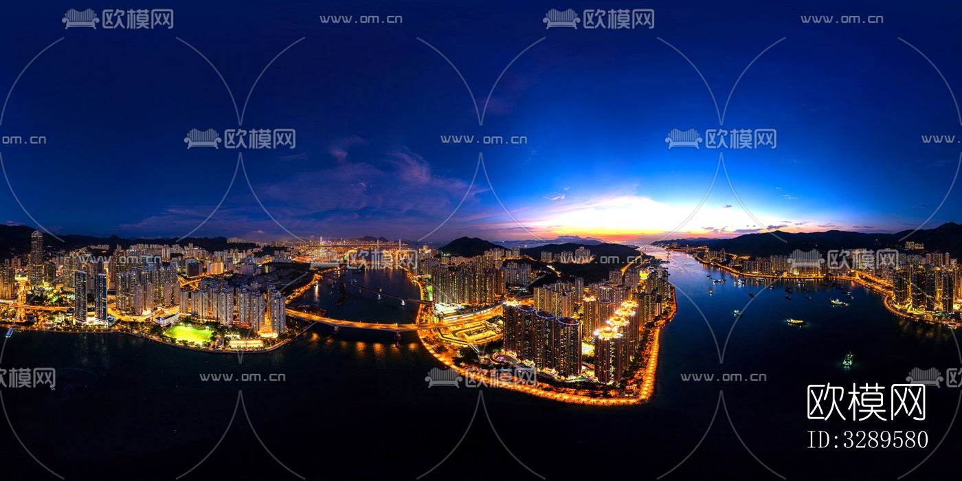 HDR城市夜景，HDR海滨城市
