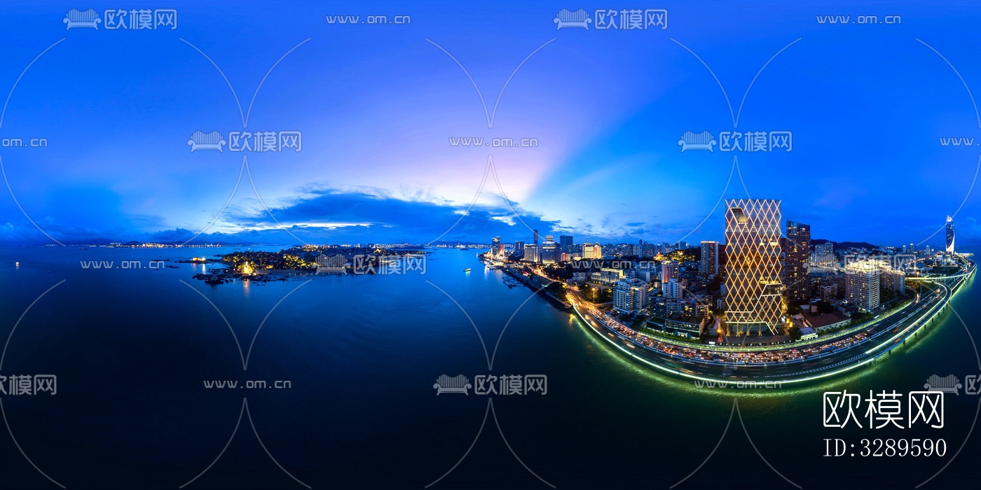 HDR城市夜景，HDR海滨城市
