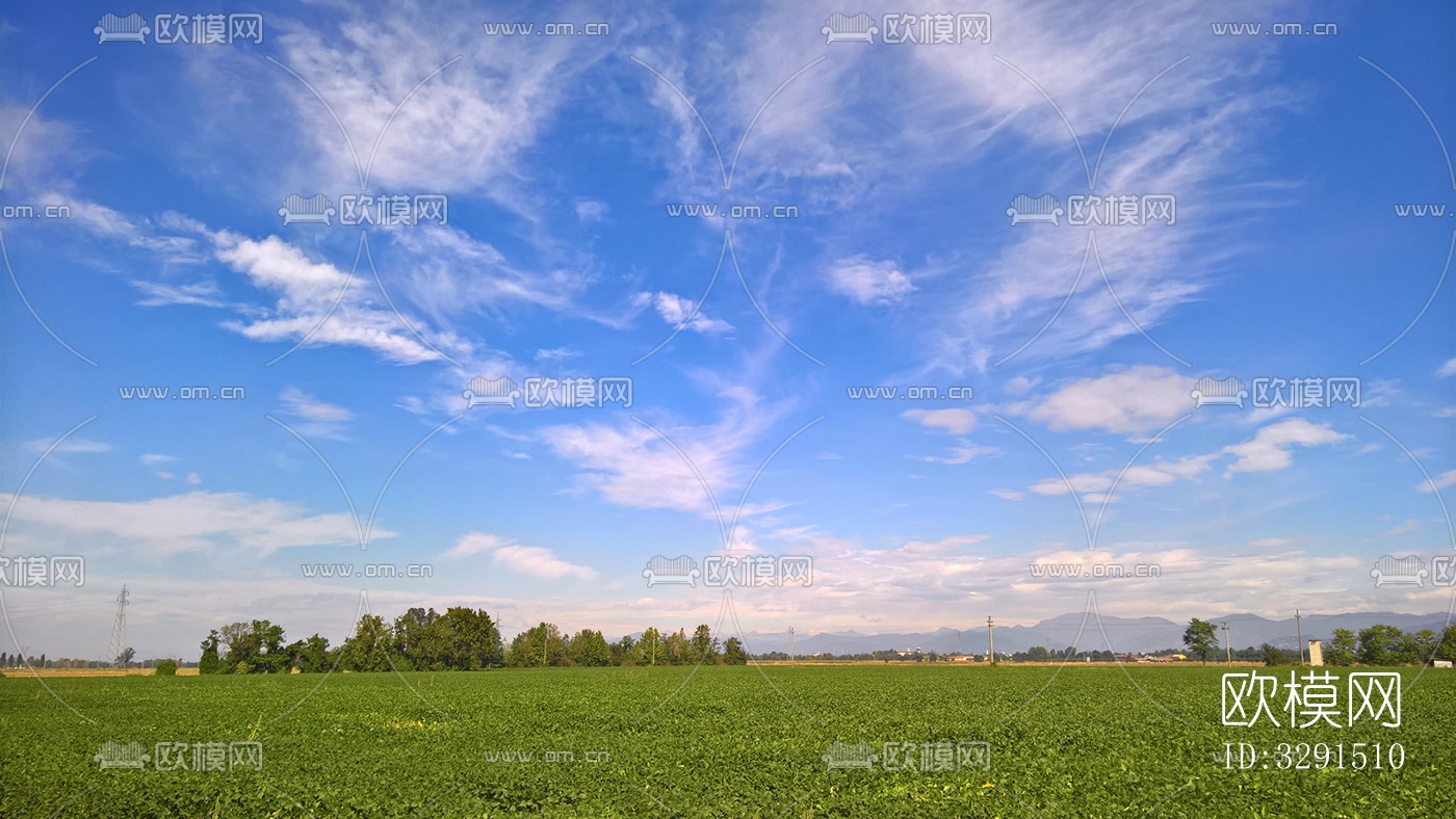 蓝色天空乡村景观风景下载