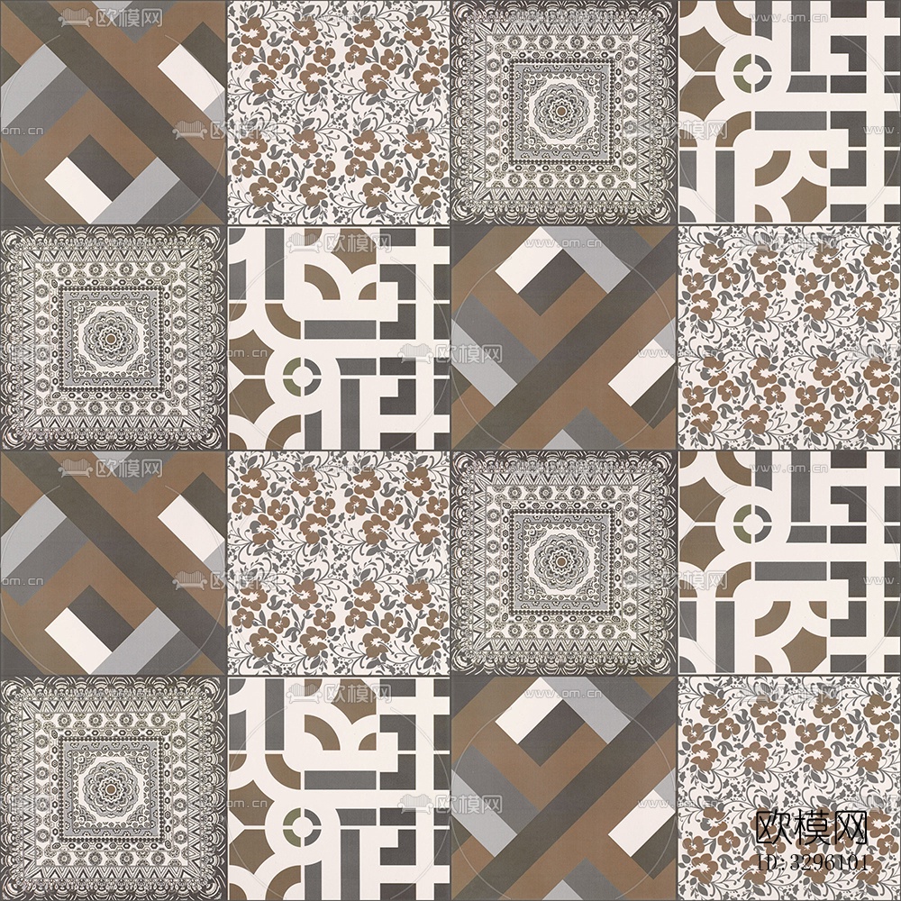 无缝复古风格大理石材拼花图案瓷砖小花砖仿古砖地砖墙砖下载