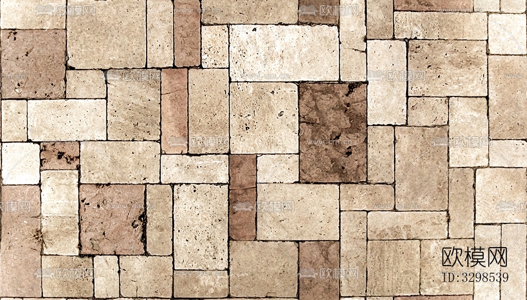 无缝花岗岩石材几何拼花地砖人行道路地面广场铺贴下载