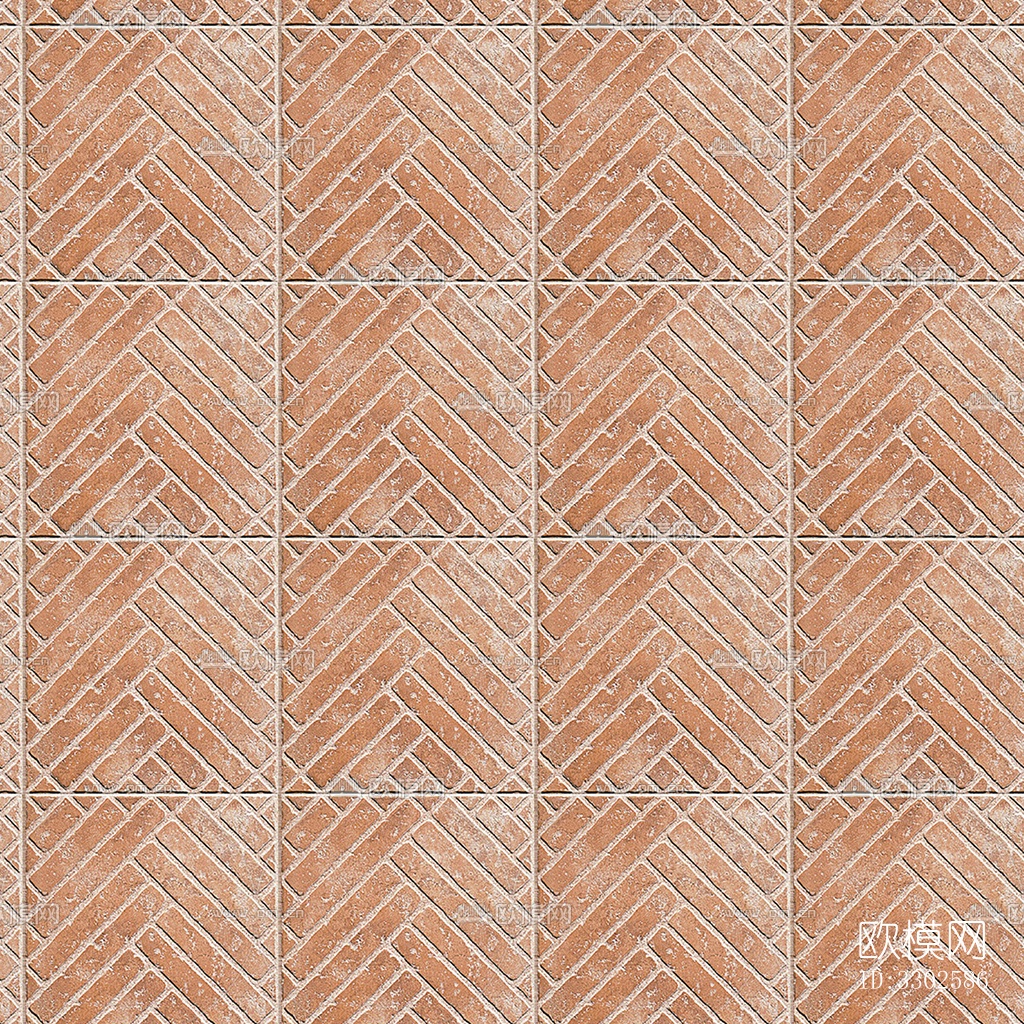 无缝人字纹陶瓦拼花地砖人行道路地面广场铺贴下载